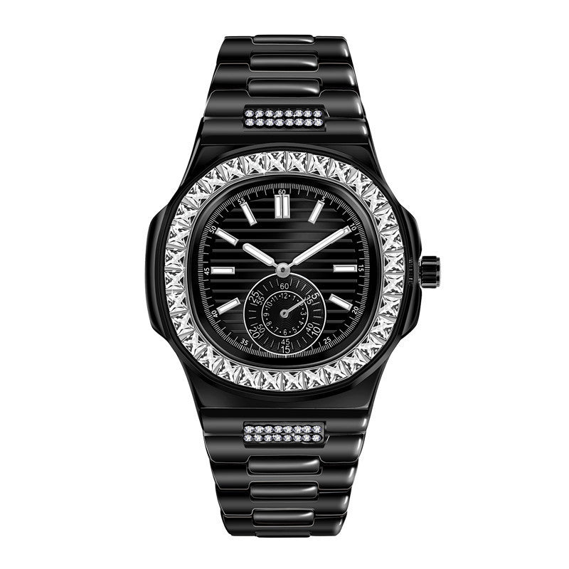 Mens Alloy Band Diamond Gifts Watches