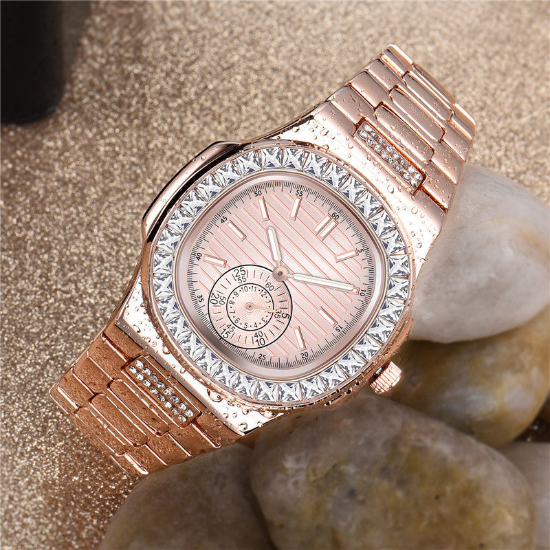 Mens Alloy Band Diamond Gifts Watches