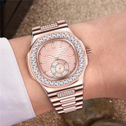 Mens Alloy Band Diamond Gifts Watches