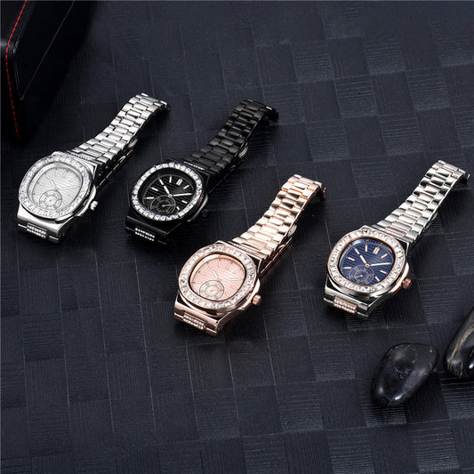 Mens Alloy Band Diamond Gifts Watches